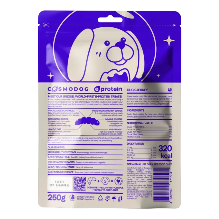 Dog Treats With Duck Jerky, 250g, E-Protein, Hypoallergenic