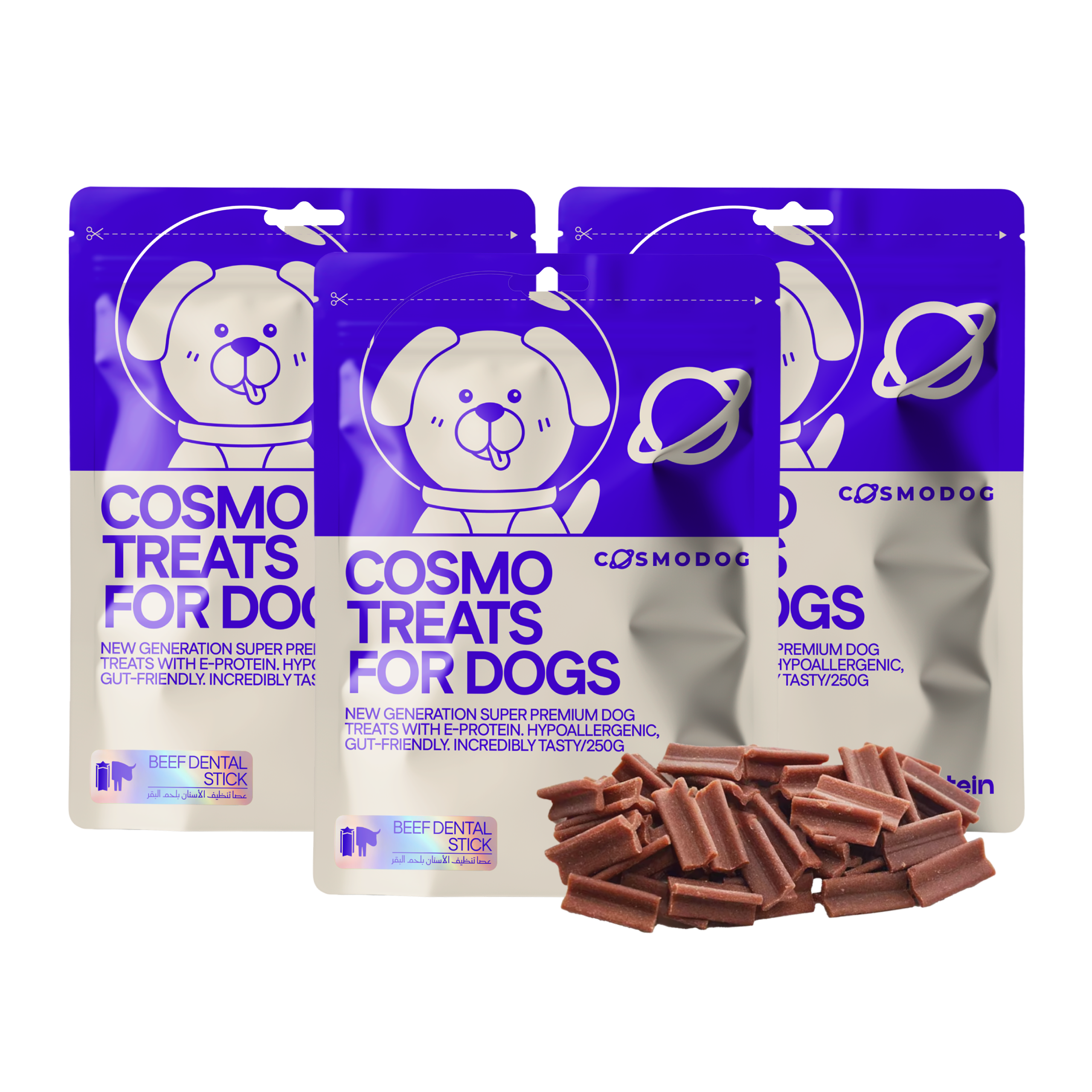 Dog Treats With Beef dental stick, 250g, E-Protein, Hypoallergenic