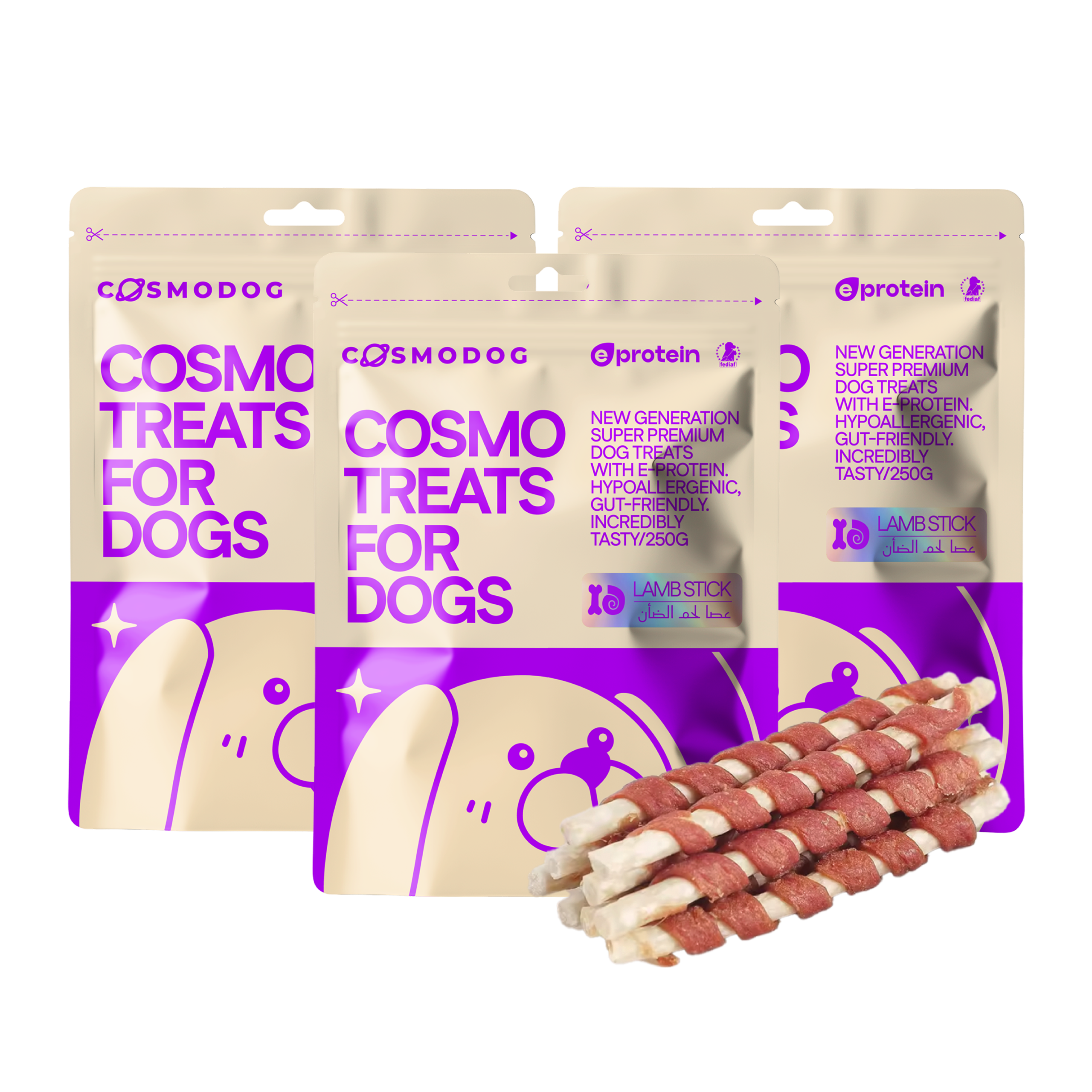 Dog Treats With Lamb Stick 250g, E-Protein, Hypoallergenic