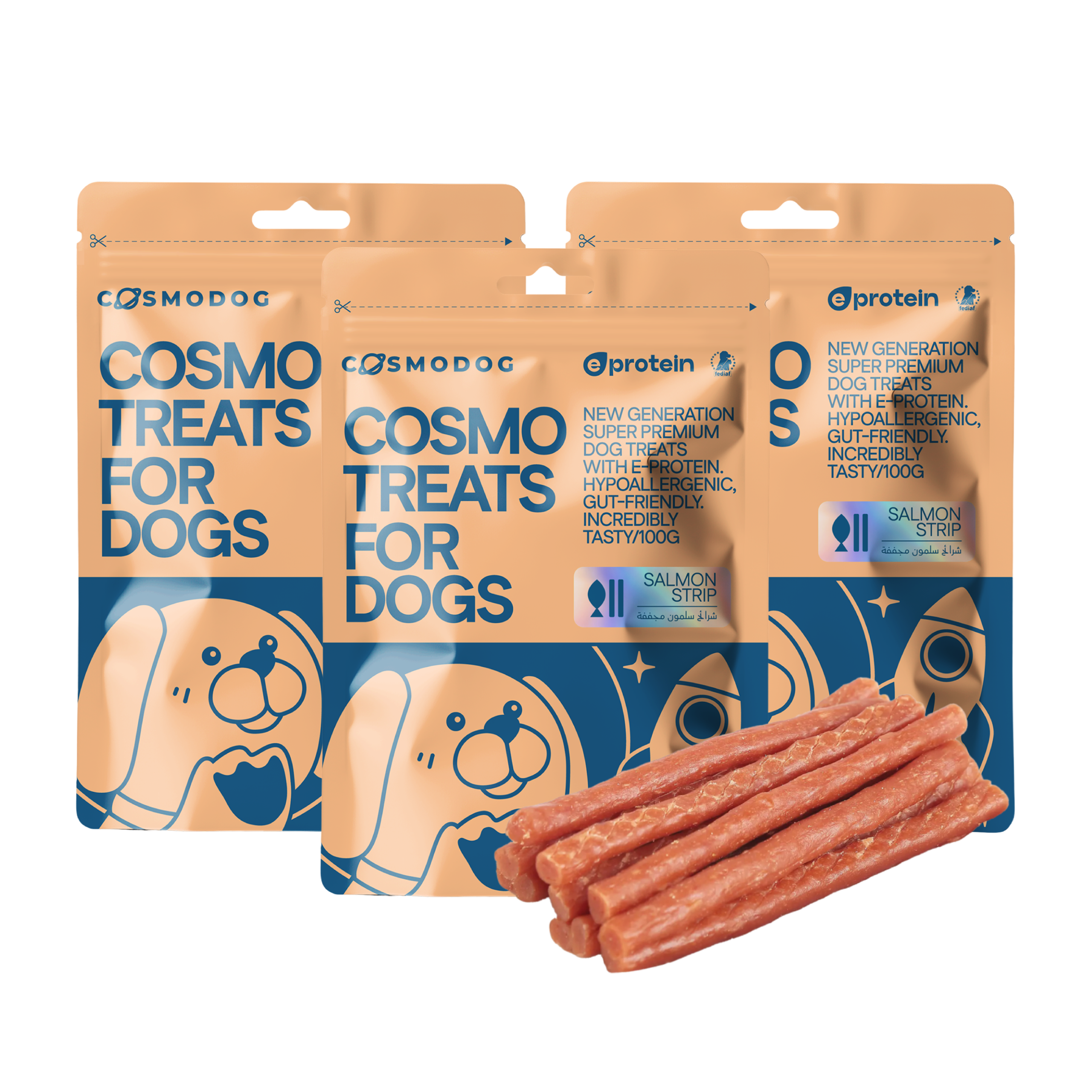 Dog Treats With Salmon Strip, 100g, E-Protein, Hypoallergenic