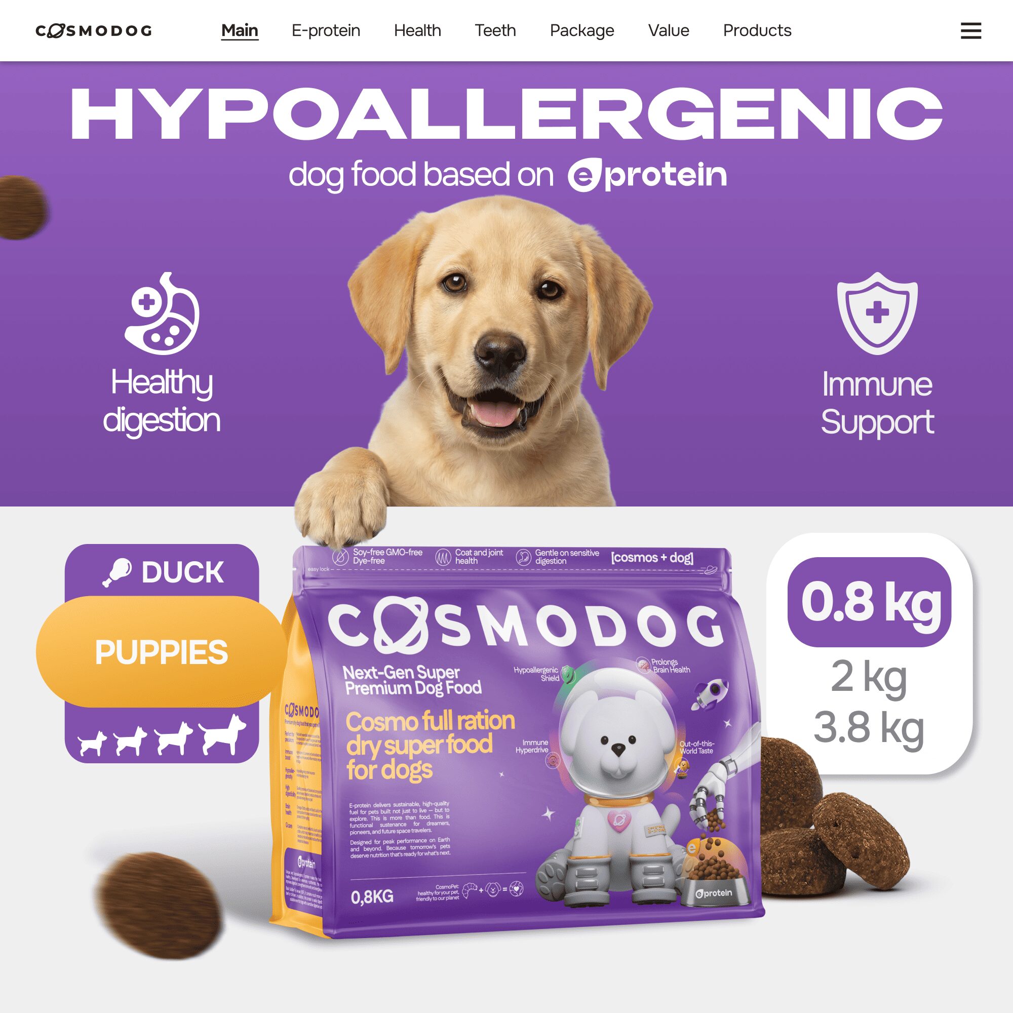 Cosmodog Dry Food Duck Regular Puppies 0.8 KG