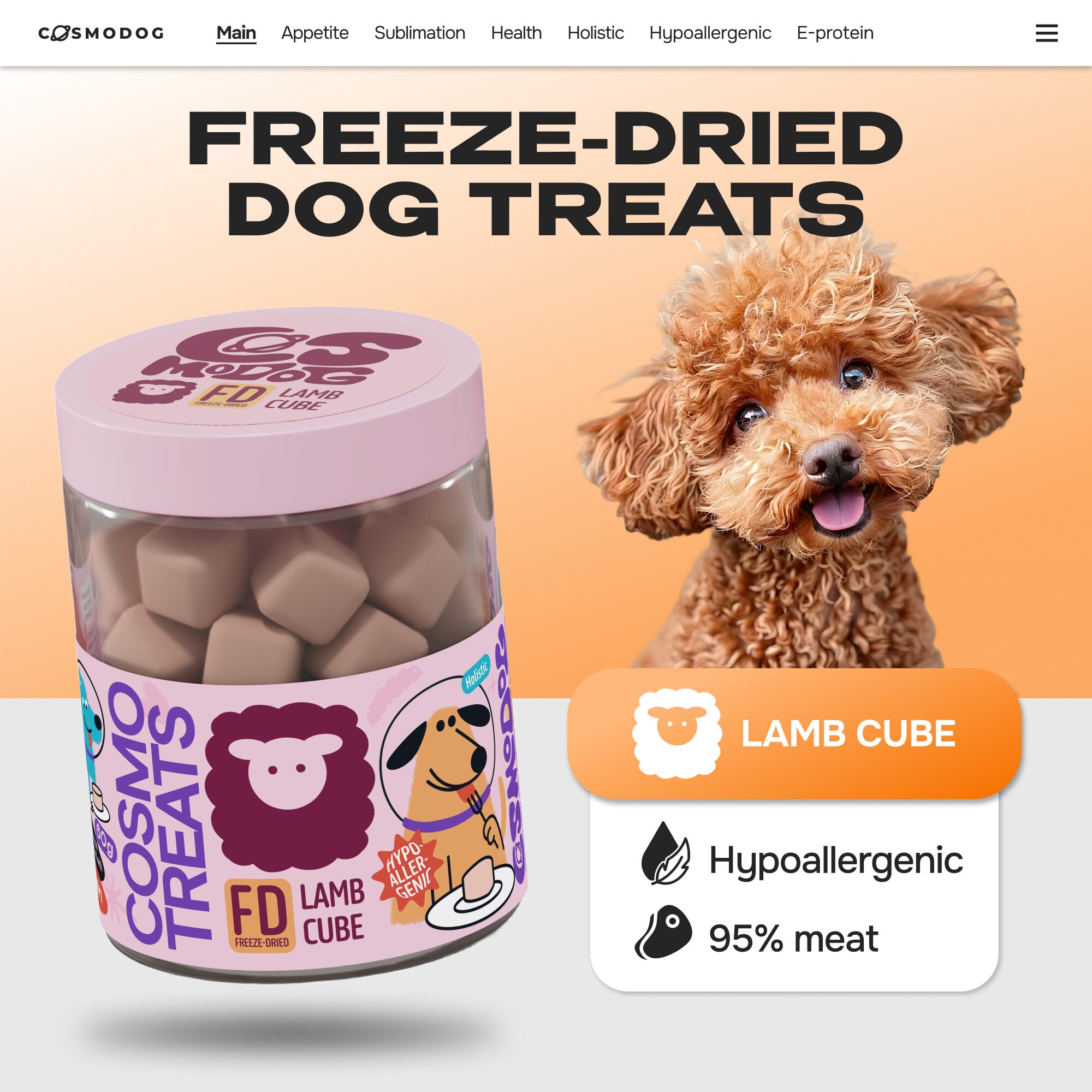 Cosmodog Freeze Dried Treats Lamb Cube 60 g