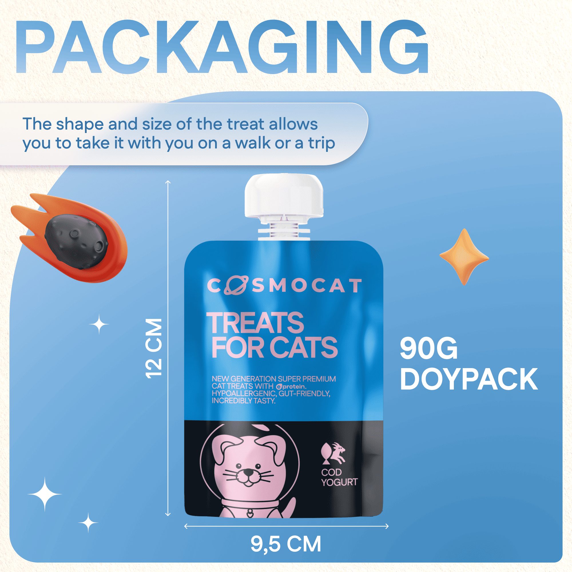 Cat Treats With Cod Yoghurt, 90g, E-Protein, Hypoallergenic