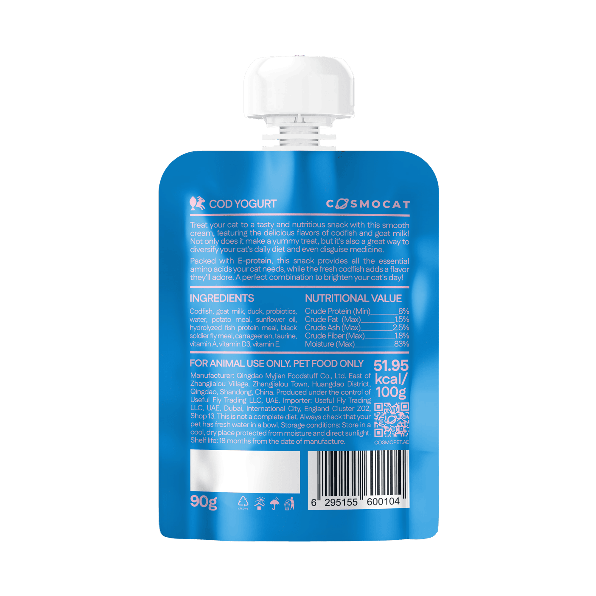 Cat Treats With Cod Yoghurt, 90g, E-Protein, Hypoallergenic