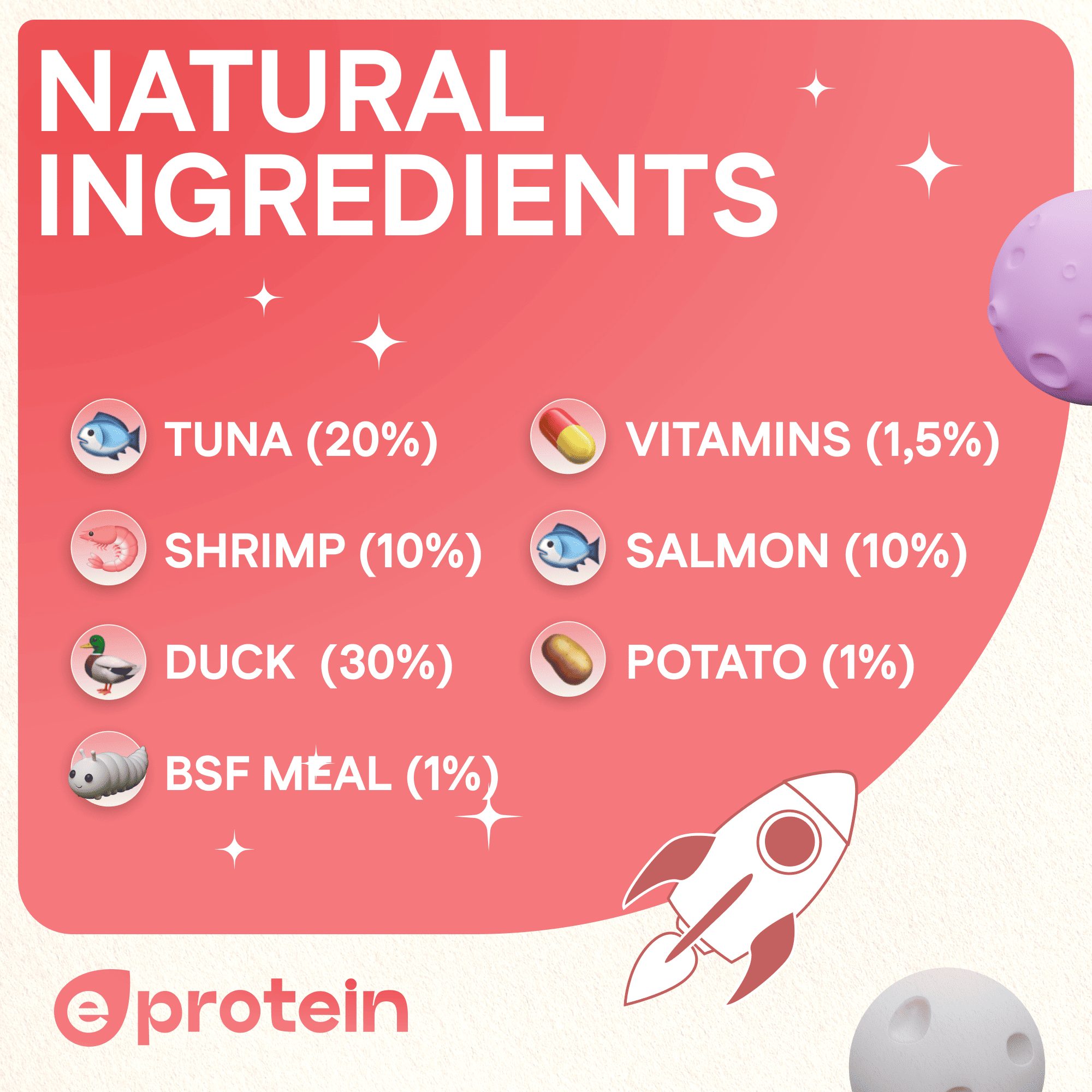 Cat Treats With Tuna & Shrimp Cream, 50g, E-Protein, Hypoallergenic