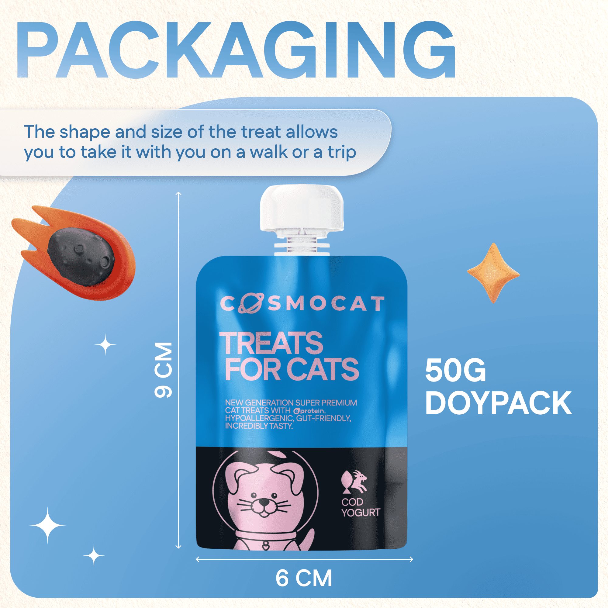 Cat Treats With Cod Yoghurt, 50g, E-Protein, Hypoallergenic