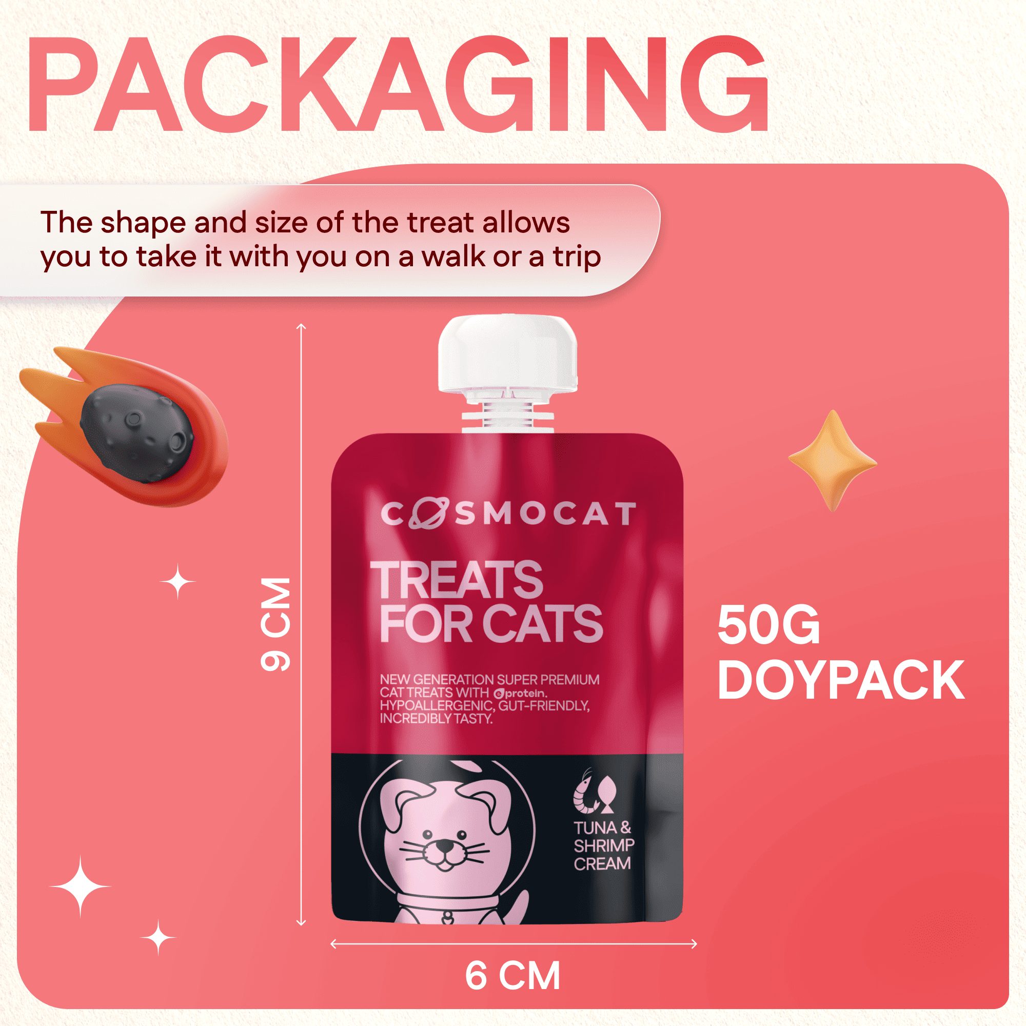 Cat Treats With Tuna & Shrimp Cream, 90g, E-Protein, Hypoallergenic